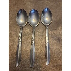 VTG WM A Rogers Stainless Steel ENCORE -3 Serving Spoons Glossy  8 1/4”
